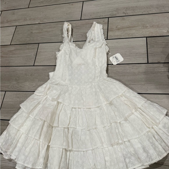 Altar'd State White Ruffled Backless Dress - Picture 2 of 3